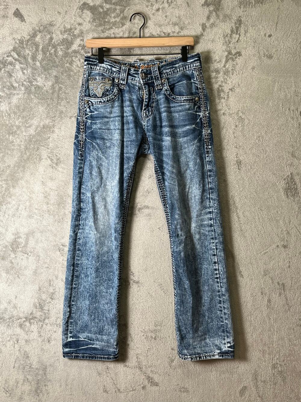 Rock Revival Lancer Relaxed Straight Jeans Men’s 30x30 Distressed Y2K Western